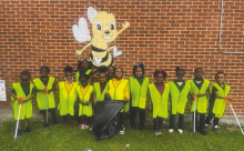 PreK students in Ms. Reynolds and Ms. Brown's classes picked up litter around the Southside campus as part of their 'Reduce, Reuse, Recycle' lessons